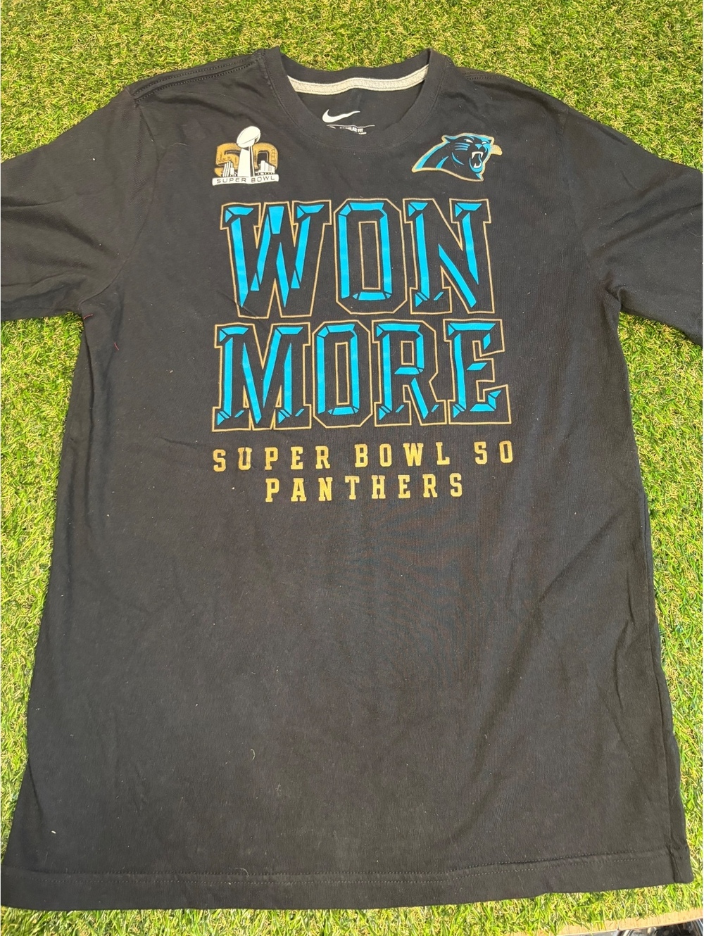 Nike Super Bowl 50 Panthers WON MORE T-Shirt Large Regular